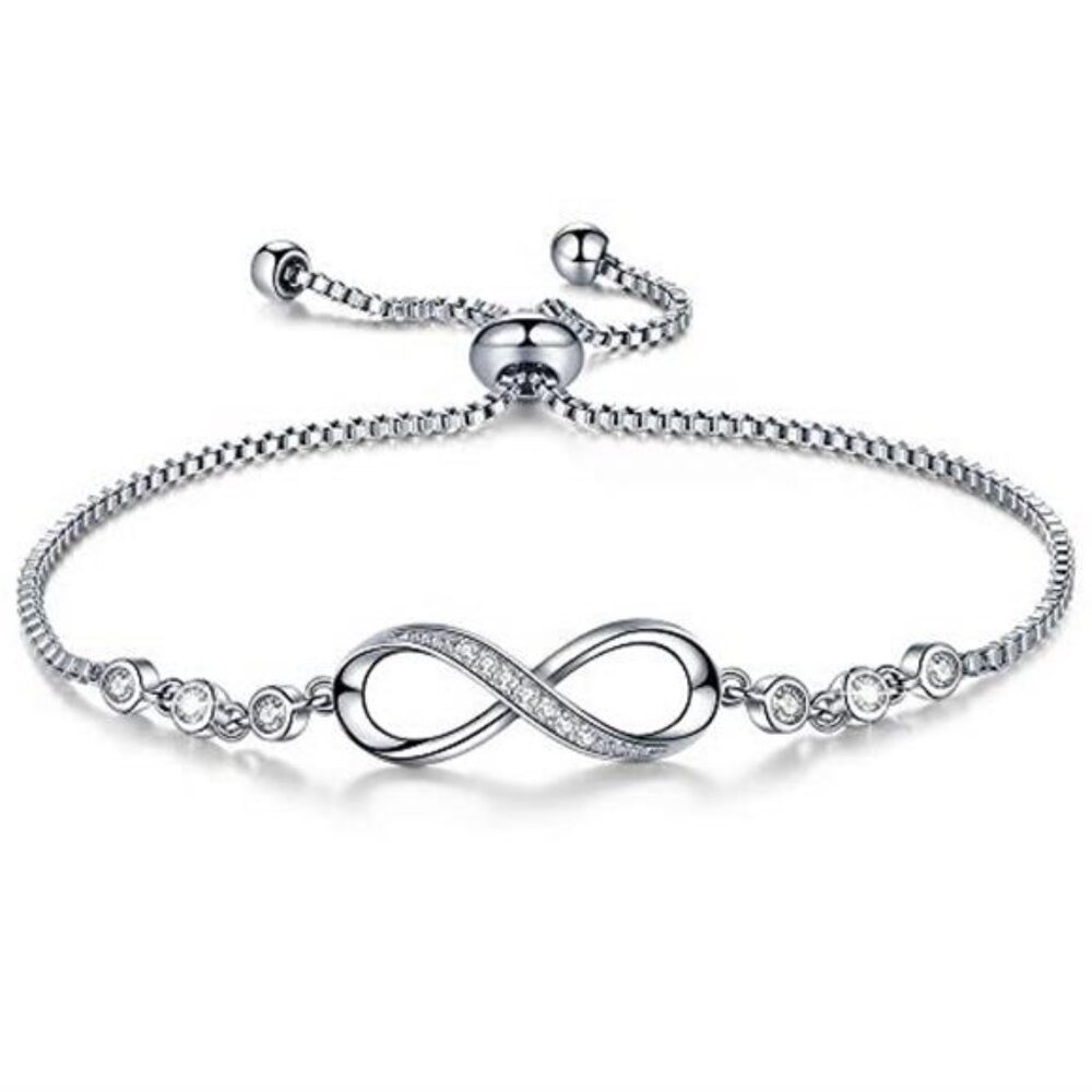 Infinity Heart Bracelet Cubic Zirconia Adjustable Love Bracelet Gift For Women
